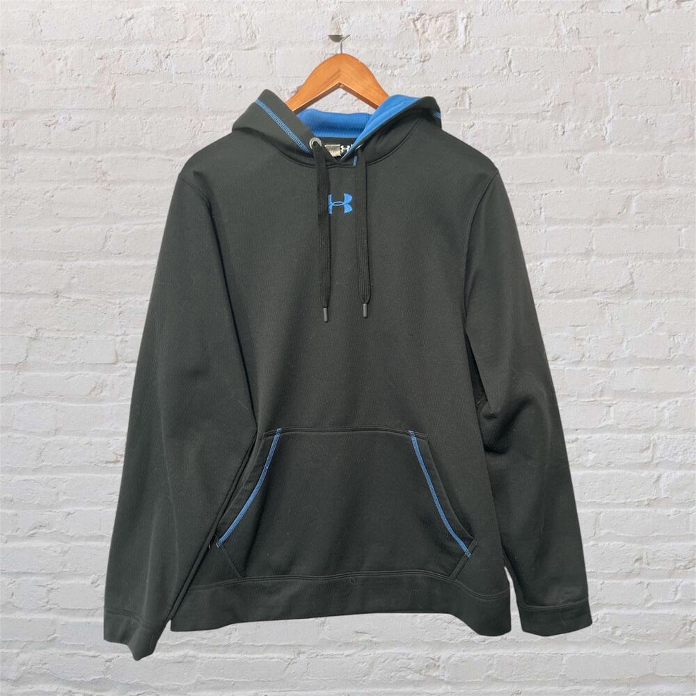 Under Armour Men's Loose Fit Hoodie Black Blue Long Sleeve‎ Sweatshirt Medium